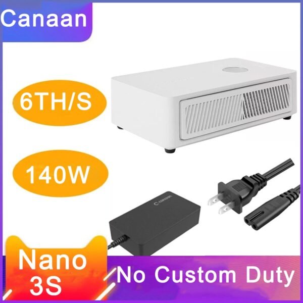 US Stock Canaan Avalon Nano 3S - 6TH/s 140w  SHA256 Quiet ASIC Miner White