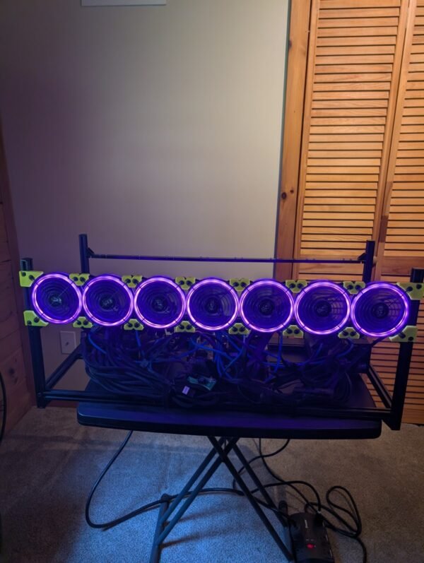 Crypto Mining rig, 8 GPU, B75BTC MB, EVGA & Corsair PSU's, RGB fans ~ (NO GPUs)