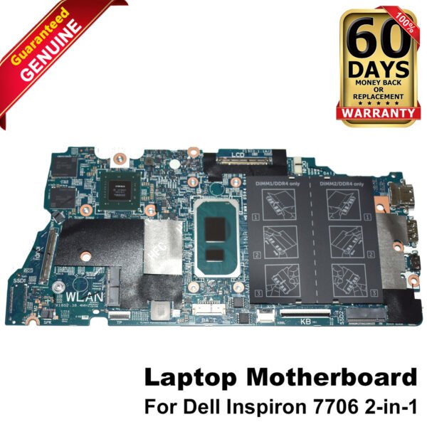 Dell Inspiron 7706 2in1 Motherboard i7-1165G7 2.8GHz Nvidia MX350 DDR4 P47D9