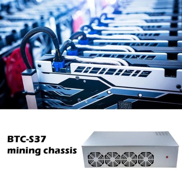 BTC-S37 Bitcoin Rig Frame, Crypto Miner Chassis for BTC ETH with 4 Cooling Fans