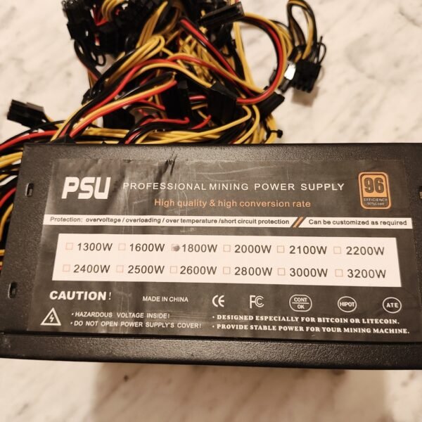 1800W Modular Mining Power Supply PSU for 8 GPU ETH Rig Ethereum Miner US