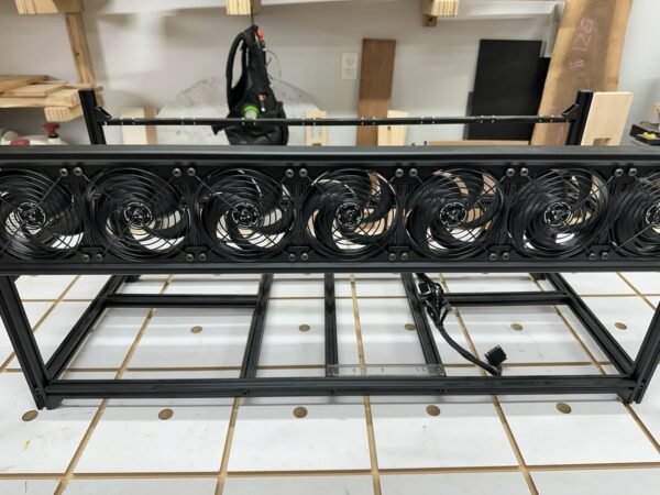 12 GPU Mining Rig Frame Aluminum Stackable Open Air Frame (FRAME and FANS ONLY!)