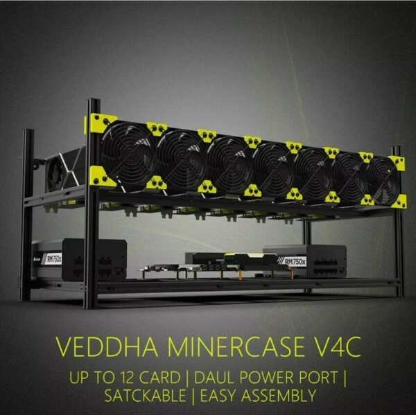 USA Veddha 8 / 12 GPU Miner NEW VERSION frame Stackable Frame- NO FANS