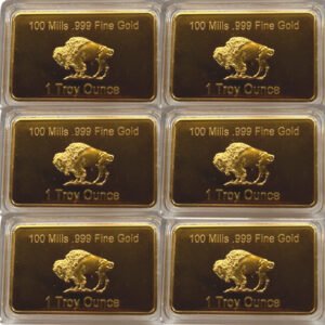 (6) 1 OZ - Gold Buffalo Bullion Bar .999 Fine 24k GOLD BARS