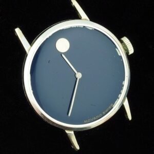 Vintage Movado 14K Solid White Gold Blue Dial Wrist Watch 5.5g Scrap Use #F153