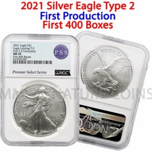 2021 Silver Eagle Type 2 First T-2 Production First 400 Boxes MS70 NGC 1st Year!