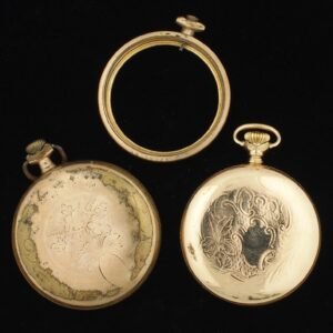 Lot of Gold Filled Scrap Pocket Watch Cases & Parts 62g Dueber Special 20 Year +