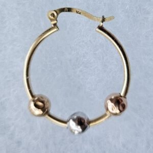 10K Solid Gold Single Earring .92 Grams Yellow White Rose Tri-color Hoop Scrap?