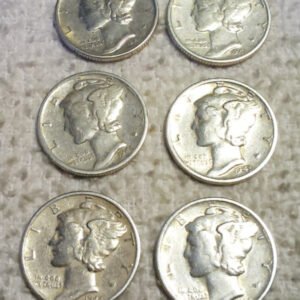 Mercury Dimes: 1940 - 1945 San Francisco --6 Coins-- (10B-169)