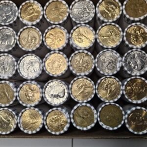 Sealed bank roll $25 FV fed Loomis dollar coins Sacajawea Susan B. Anthony WOW