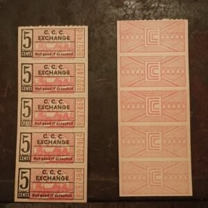 1930s CIVILIAN CONSERVATION CORPS CCC EXCHANGE 5 CENT PAY TICKET