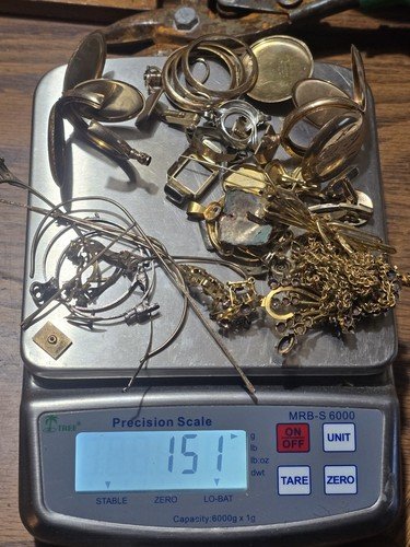 Lot Gold Filled Scrap Lot 1/10 1/20 10k 12k 14k Mixed 151 Grams Watches Glasses