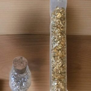 Precious Metals Lot  5g Silver Shot  .999 Fine Silver & Gold Leaf Flake Vial
