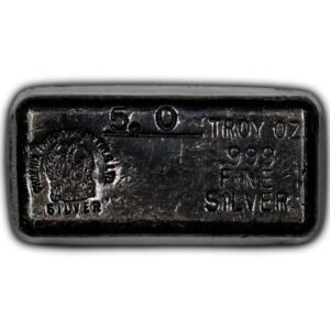Vintage PPM Phoenix Precious Metals 5 oz .999 Fine Silver Poured Loaf Bar Toned!