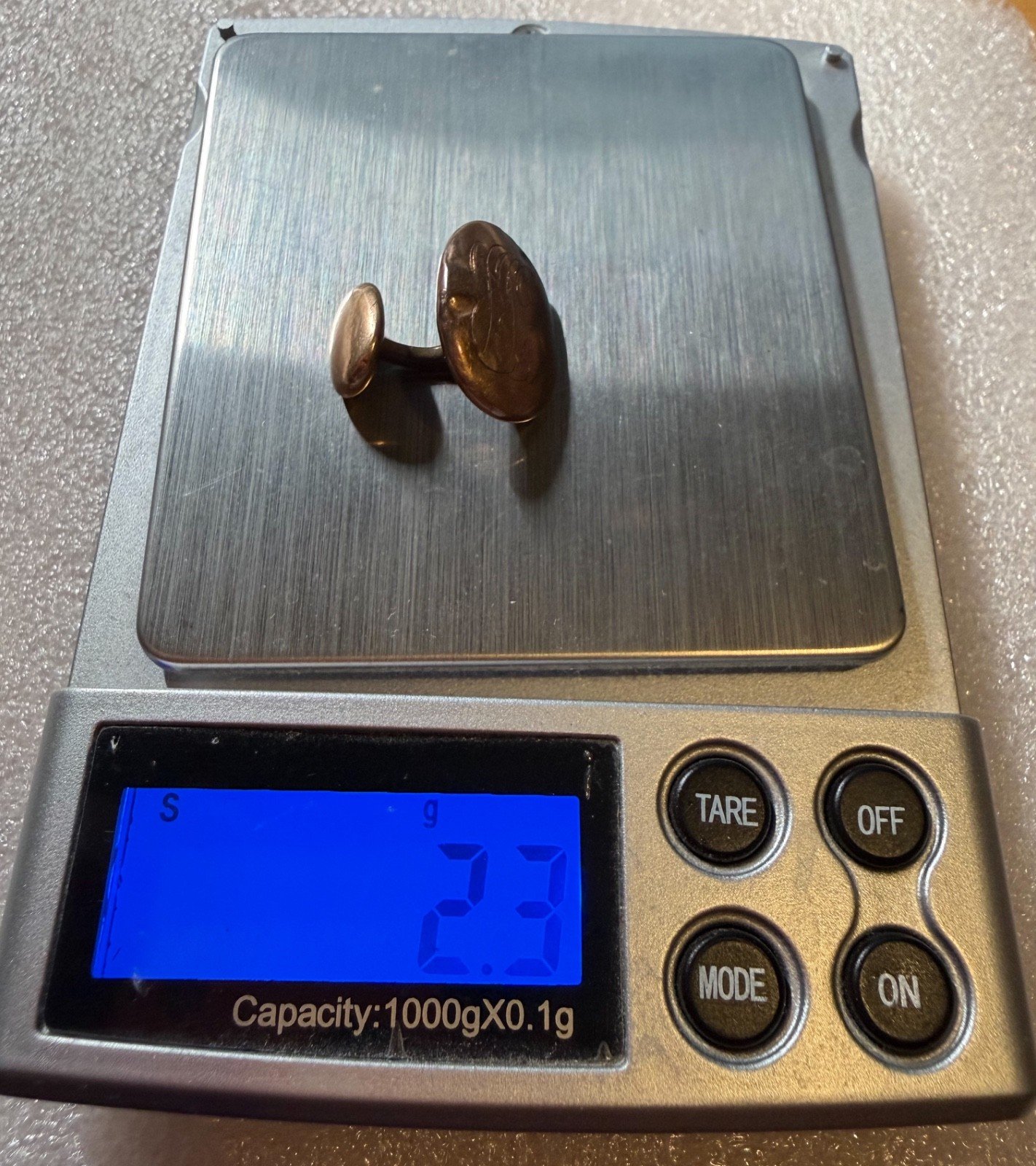10K Gold Scrap - Single Antique Cufflink - 2.3 Grams - Unmarked but tested