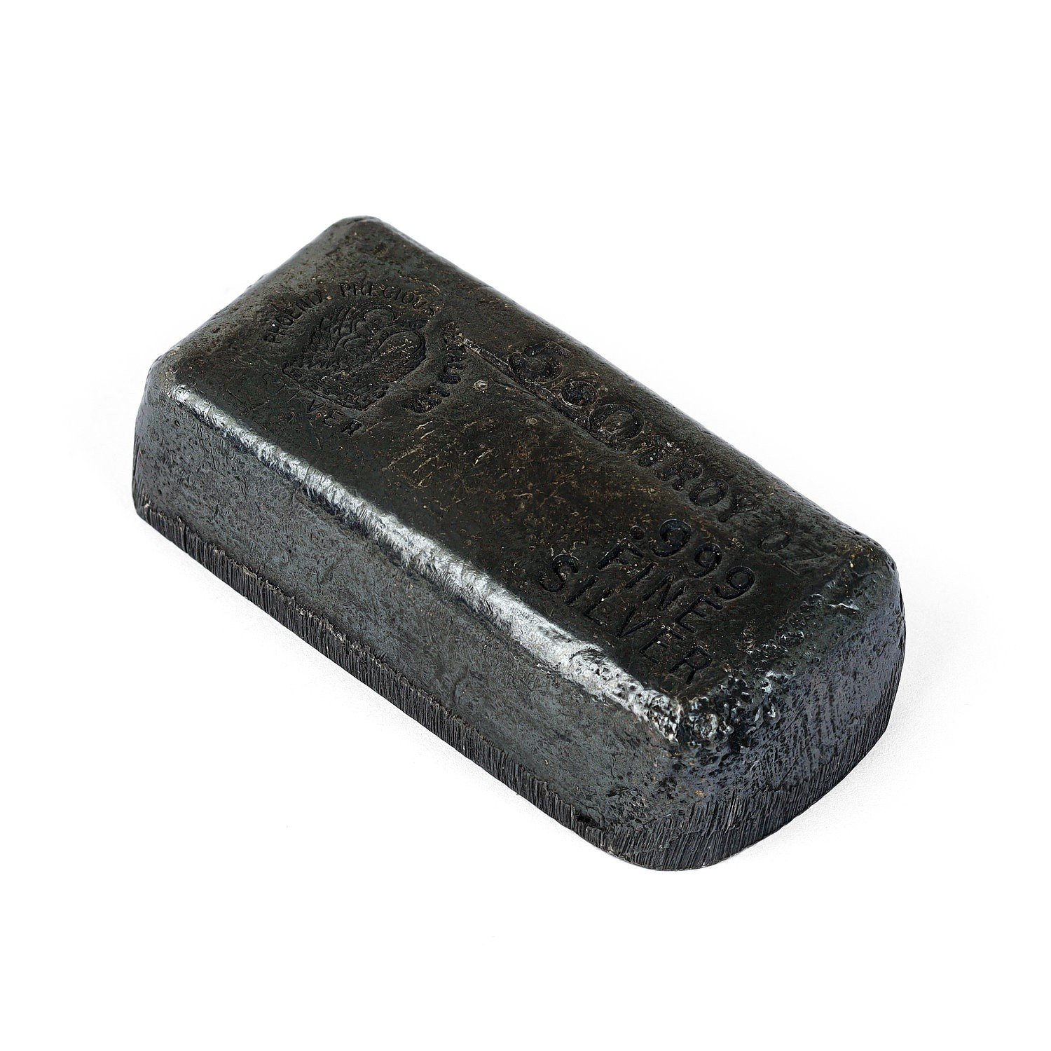 Vintage PPM Phoenix Precious Metals 5 oz .999 Fine Silver Poured Loaf Bar Toned!