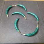 14K YELLOW GOLD MALACHITE NECKLACE BROKEN SCRAP REPAIR