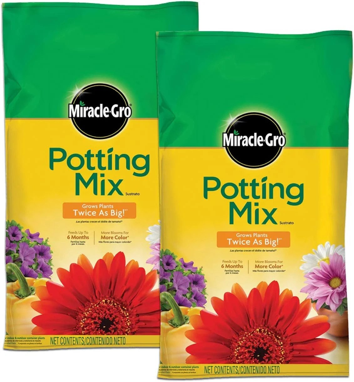Miracle-gro Potting Mix Soil, Enriched, Outdoor & Indoor Plants, 8Qt. 2Pack
