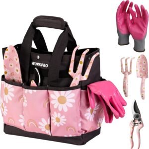 WORKPRO 5 Piece Gardening Tools Set Heavy Duty Stainless Steel w/Garden Tool Bag