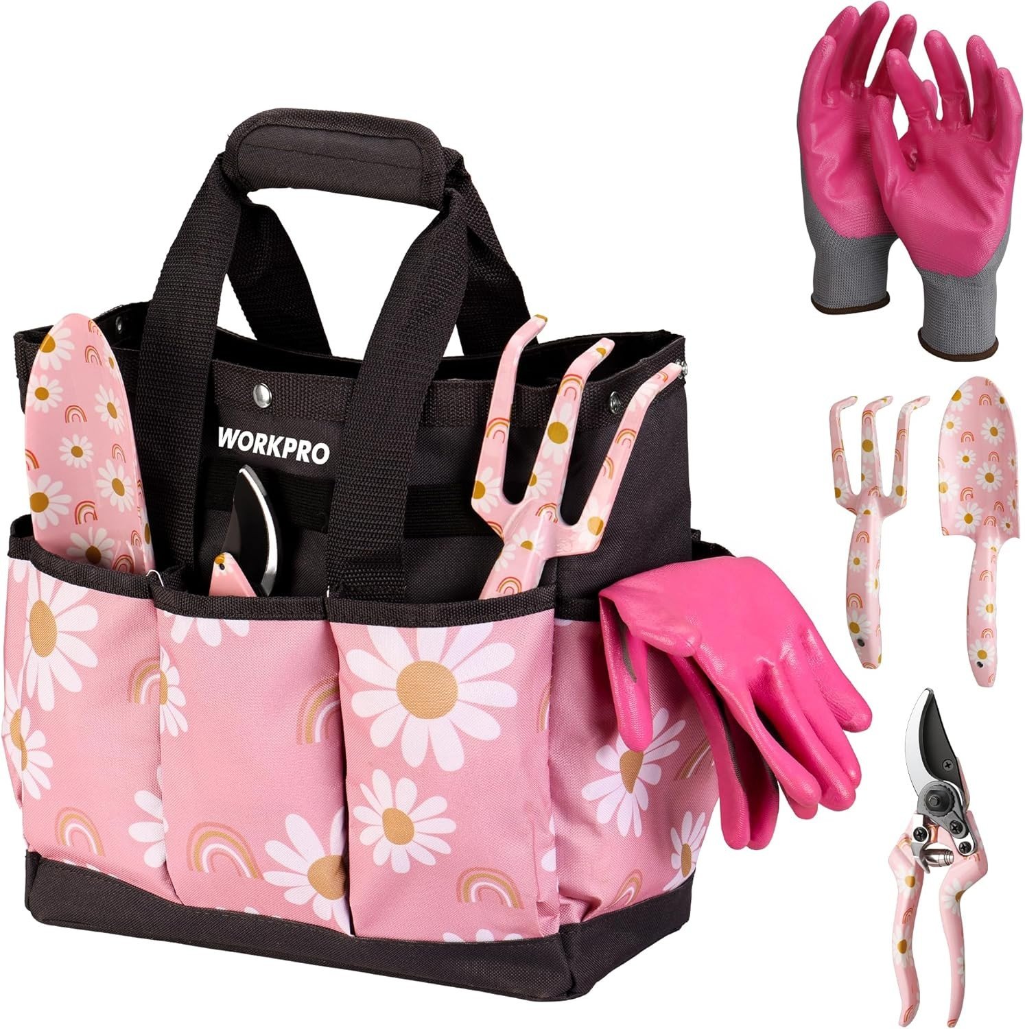WORKPRO 5 Piece Gardening Tools Set Heavy Duty Stainless Steel w/Garden Tool Bag