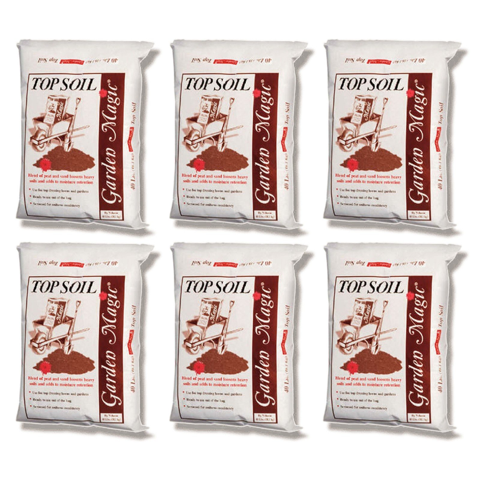 Michigan Peat Garden Magic Organic Planting Potting Soil, 40 Pound Bag (6 Pack)