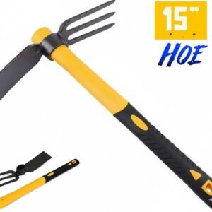 3 Sprongs Hoe Garden Rake with 15" Non-Slip Handle Tools for Digging