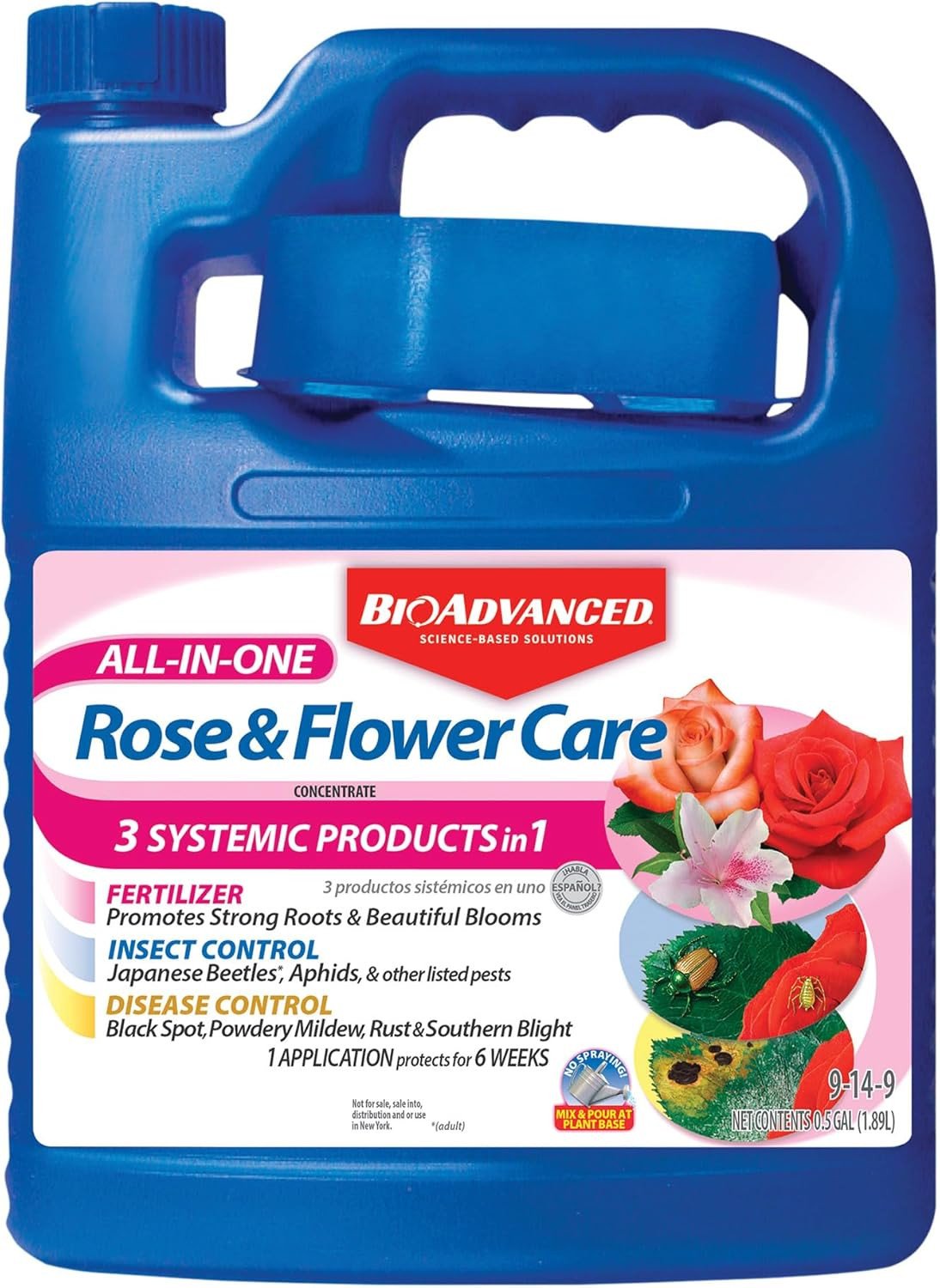 Rose & Flower Care Fertilizer, Insect Killer & Fungicide, 64oz (No Ship CA)