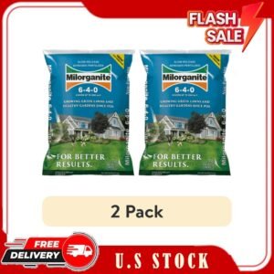 (2 pack) Milorganite Long Lasting All Purpose Lawn Food, 6-4-0 Fertilizer, 32 lb