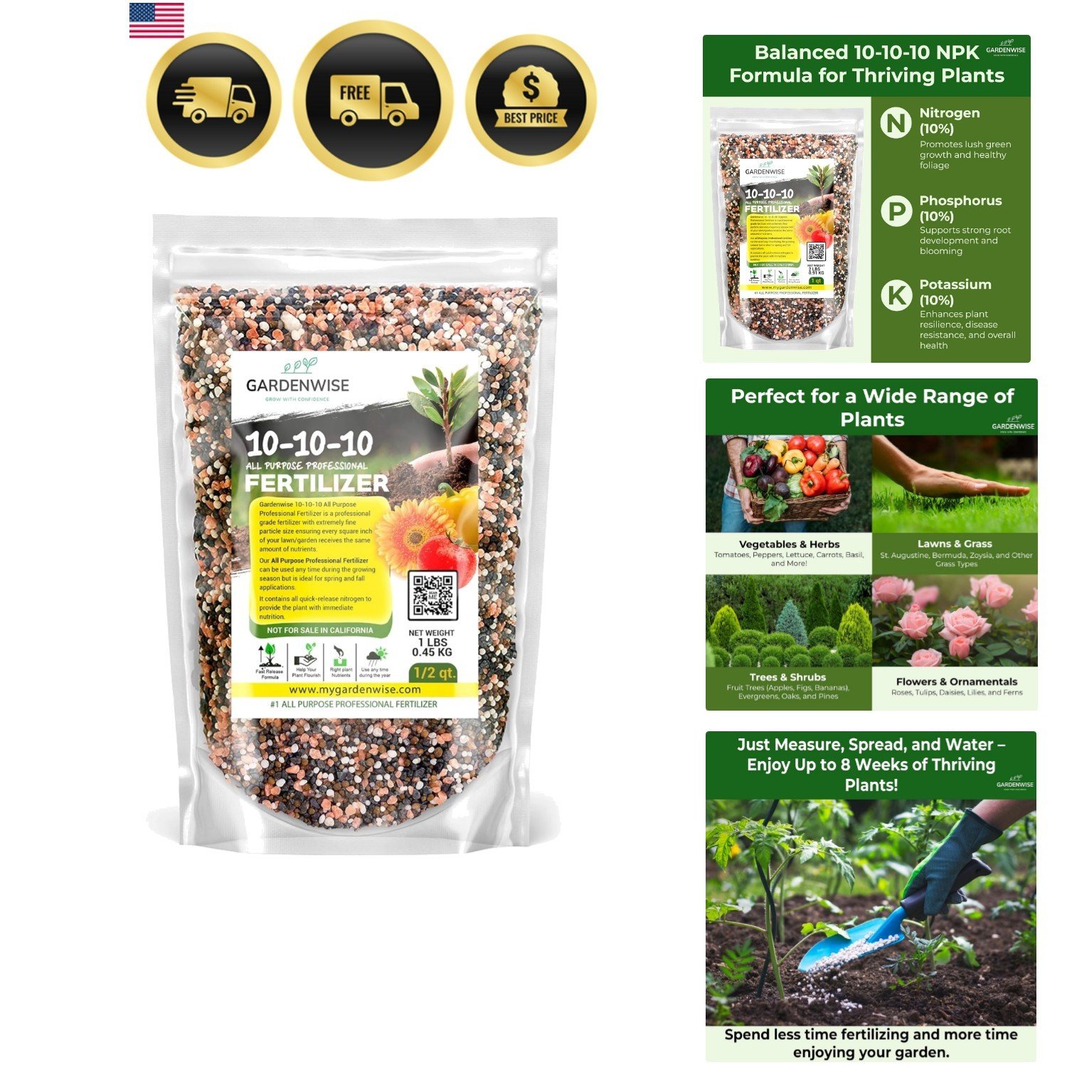 10-10-10 Plant Fertilizer Slow Release - 10 10 10 All Purpose Granular Garden...