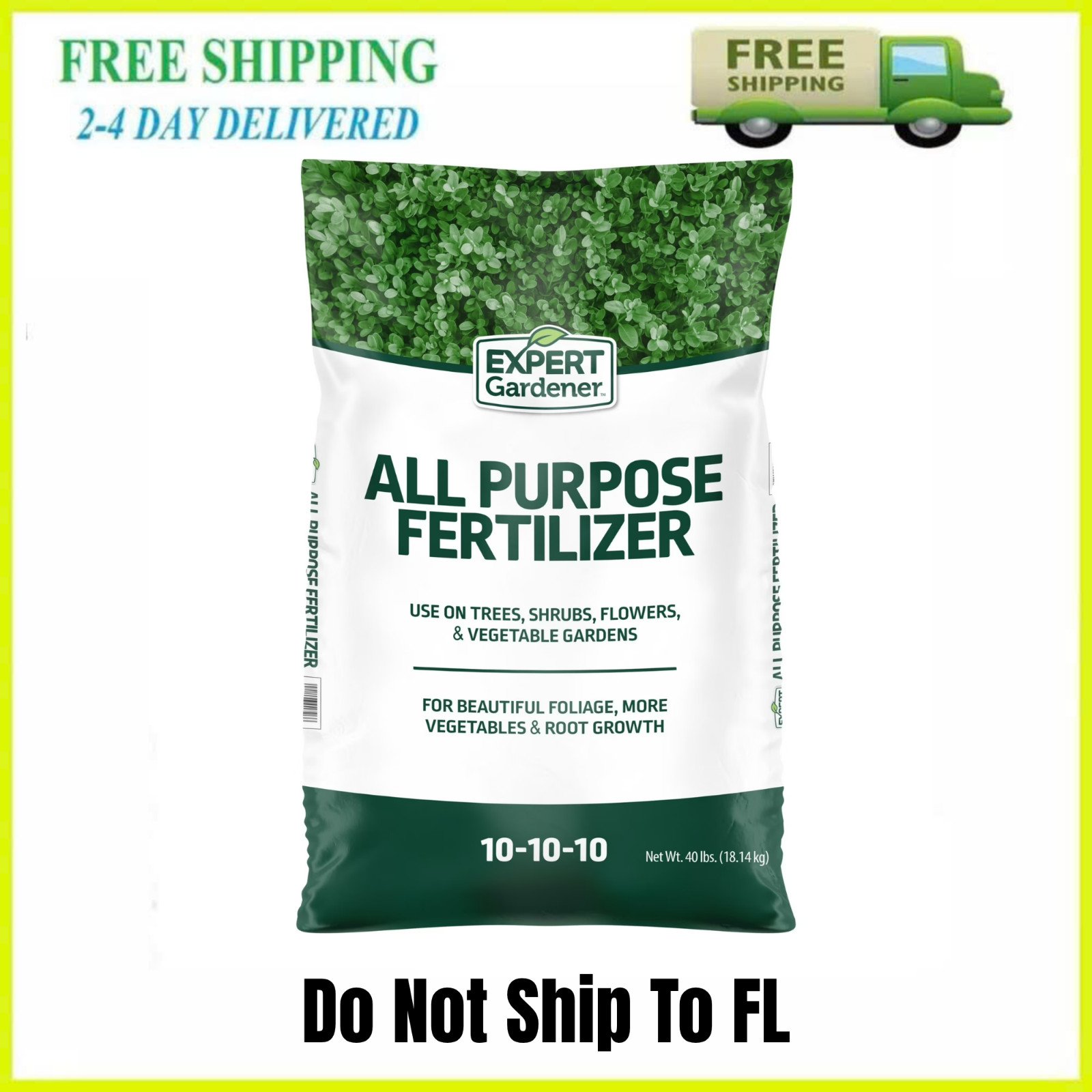 Expert Gardener All Purpose Plant Food Fertilizer 10-10-10 Formula 40 lb Bag New