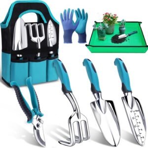 7-Piece Gardening Tools Set, Heavy Duty Garden Tools Kit with Garden Trowel, ...