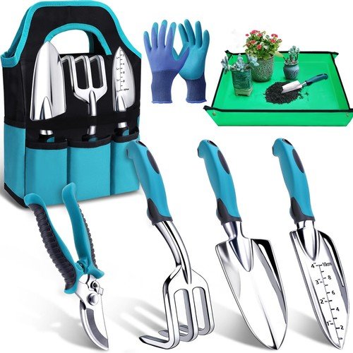 7-Piece Gardening Tools Set, Heavy Duty Garden Tools Kit with Garden Trowel, ...