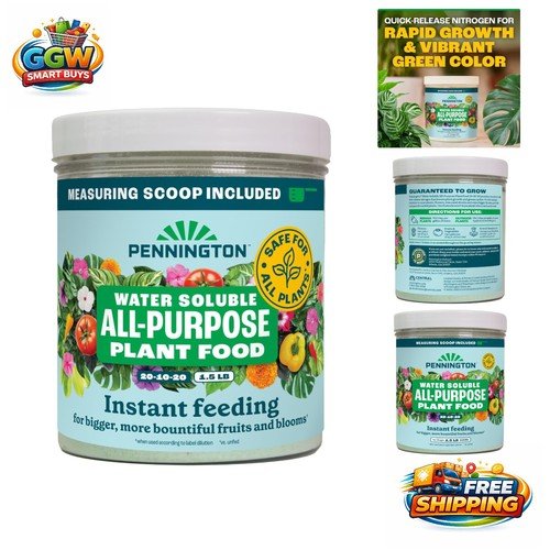 Water Soluble All Purpose Plant Food 20-10-20 - 1.5 lb for Vibrant Growth