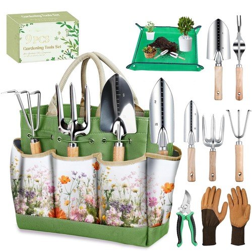 Garden Tools Set 10 Piece Heavy Duty Floral Garden Tool Set Gardening Gifts for