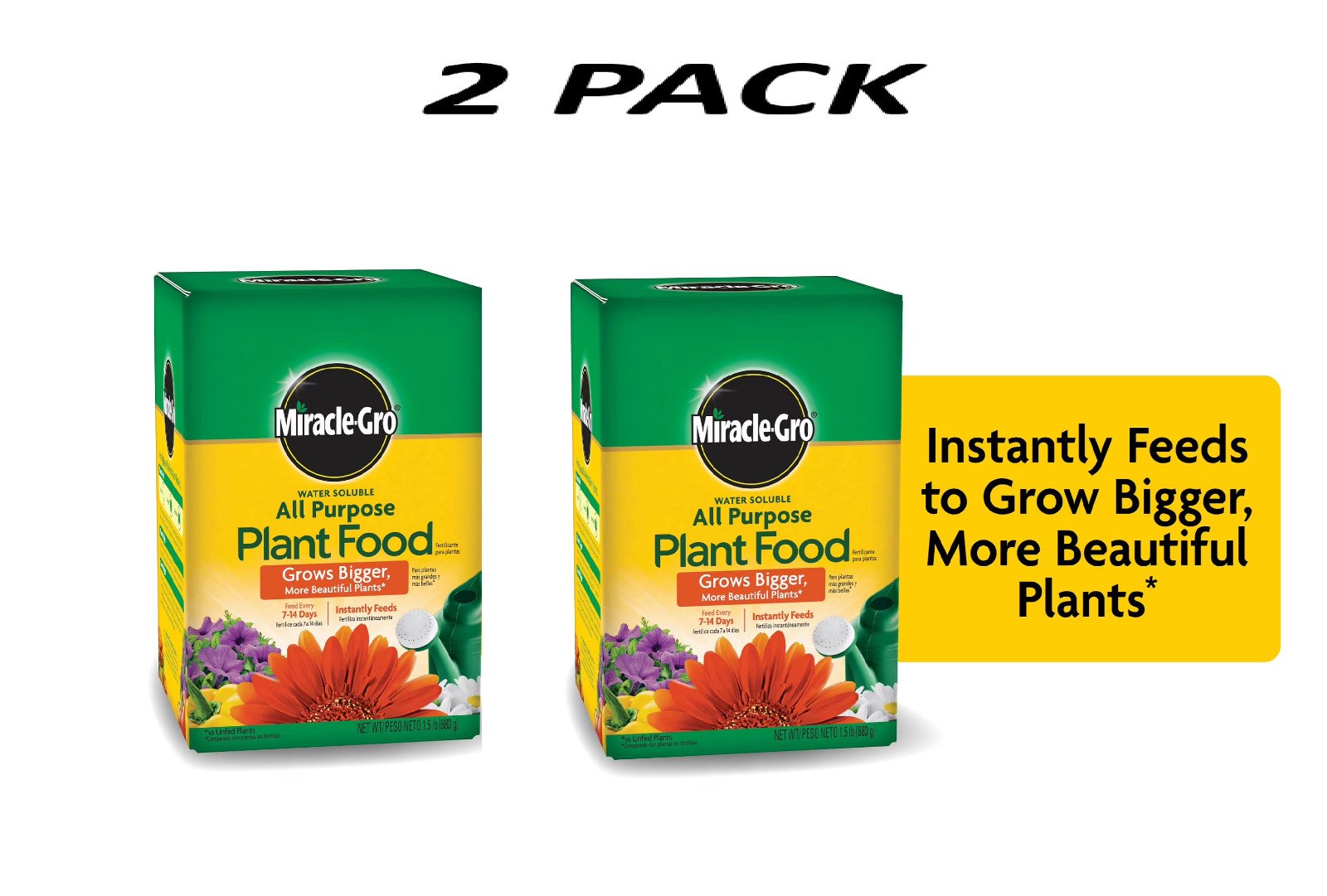 (2 Pack) Miracle-Gro Water Soluble All Purpose Plant Food 1.5 lbs.