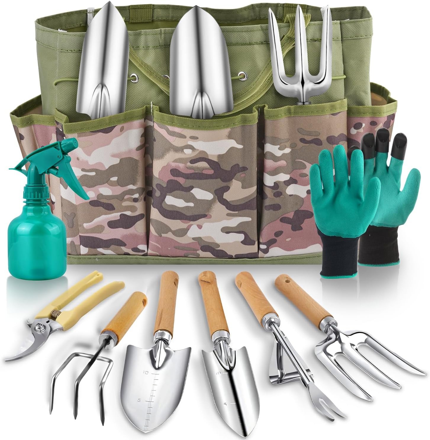 Gardening Tool Set of 9 PCS, Heavy Duty Gardening Tool Set with Durable Garden
