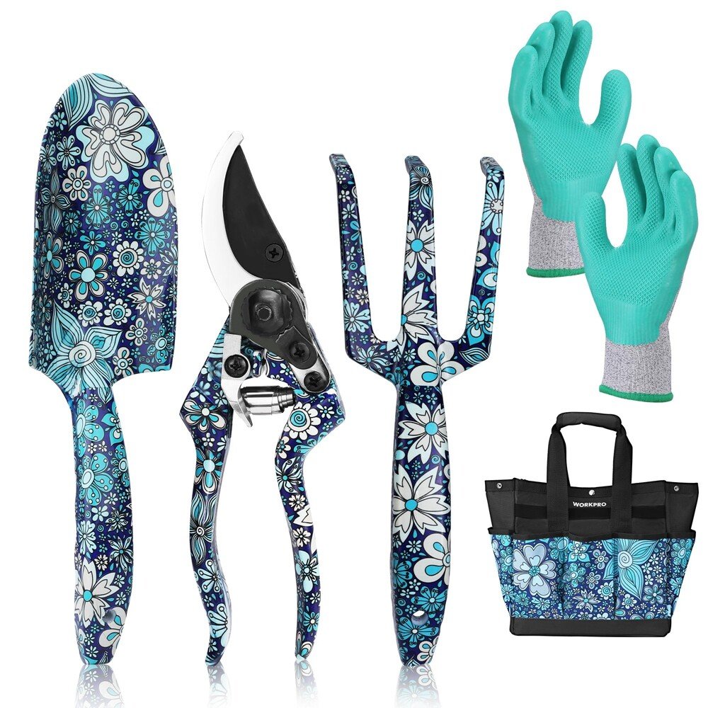 WORKPRO 5PC Garden Tool Set Garden Hand Tool Heavy Duty Gardening Tool Set w/Bag