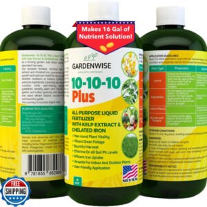 Gardenwise 10-10-10 All Purpose Liquid Plant Food 8oz w/ Seaweed Kelp & Iron