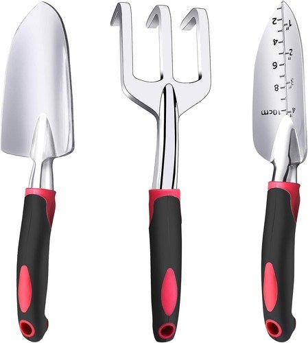 Garden Tool Set, 3 Pieces Aluminum Heavy Gardening Kit Including Hand Shovel,