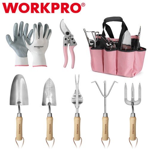 WORKPRO 7 Piece Pink Garden Tools Set Stainless Steel Heavy Duty Gardening Tools