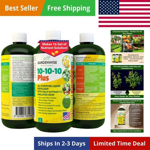 10-10-10 All Purpose Plant Food - Liquid Fertilizer with Seaweed Kelp & Iron ...