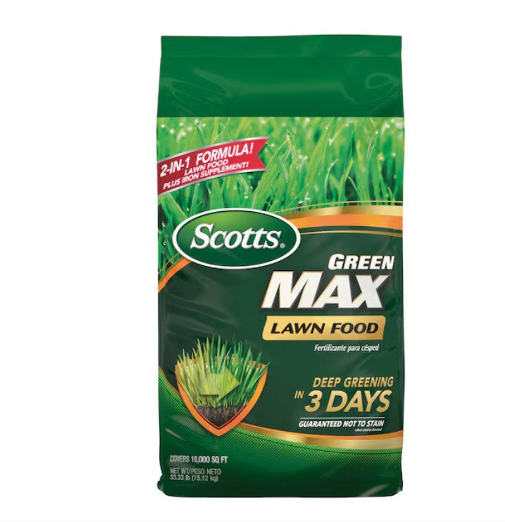Scotts Green Max Lawn Food Fertilizer 33.3 lb Covers 10,000 Sq Ft 27-0-2 New