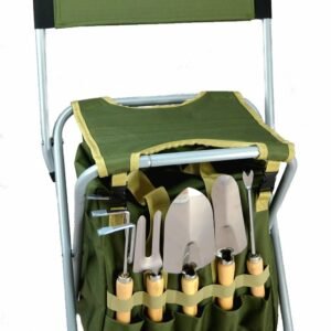 10-piece Gardening Tool Set with Zippered Detachable Tote and Folding Stool Seat
