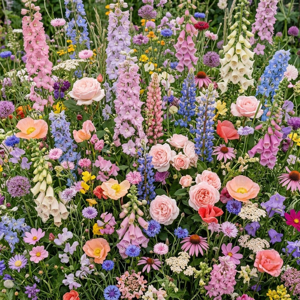 300 Cottage Garden Wildflower Mix Seeds for Planting - Premium Heirloom Seed