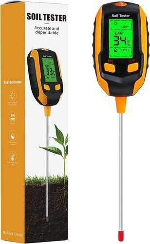 Upgraded 4-in-1 Soil Tester – Digital Plant Care Meter with LCD Backlight