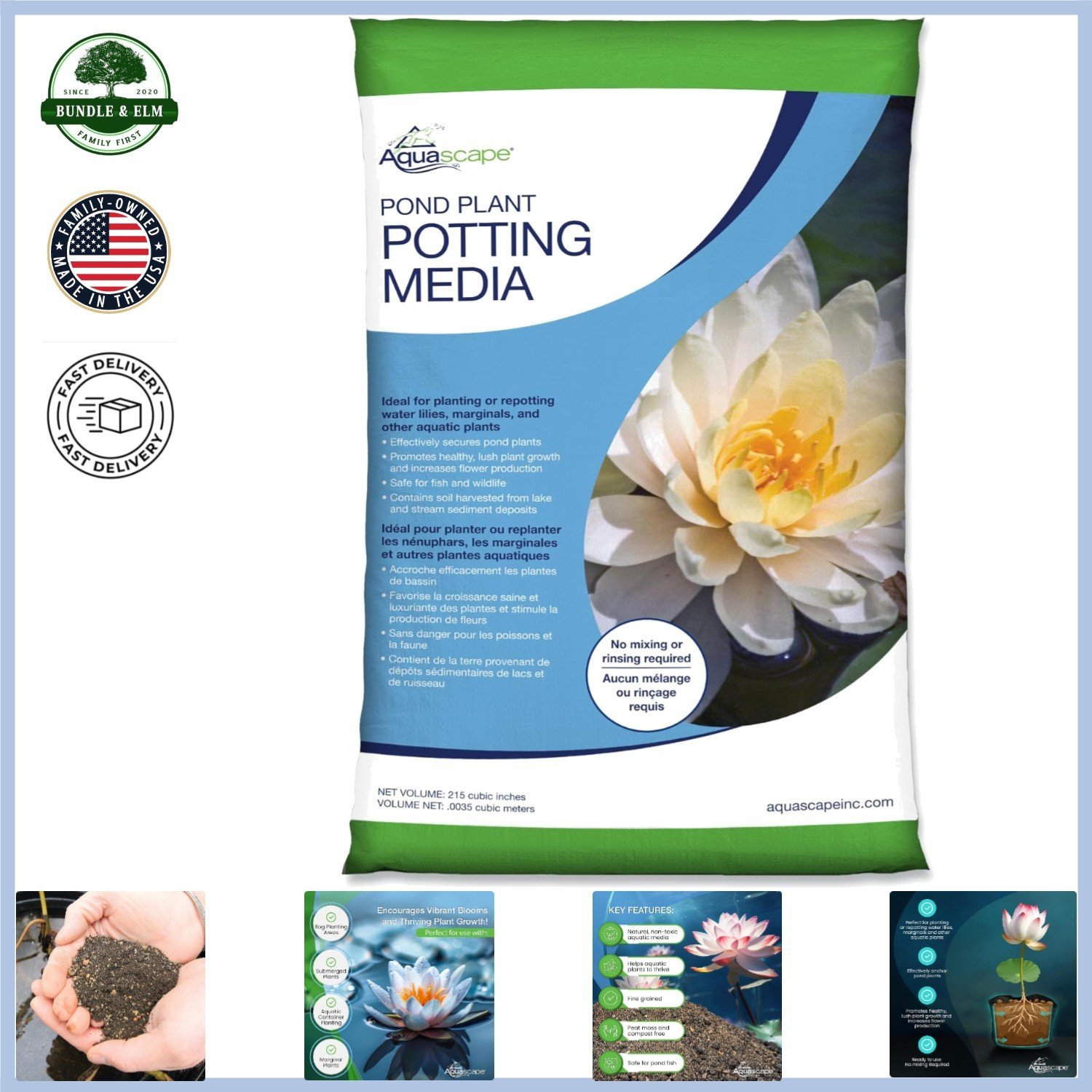 Safe Non-Toxic Pond Potting Soil for Aquatic Plants 10 lbs 215 Cubic Inches