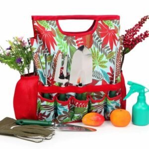 9-Piece Garden Tools Set with Gloves and Colorful Tote Gardening Hand Tools Kit