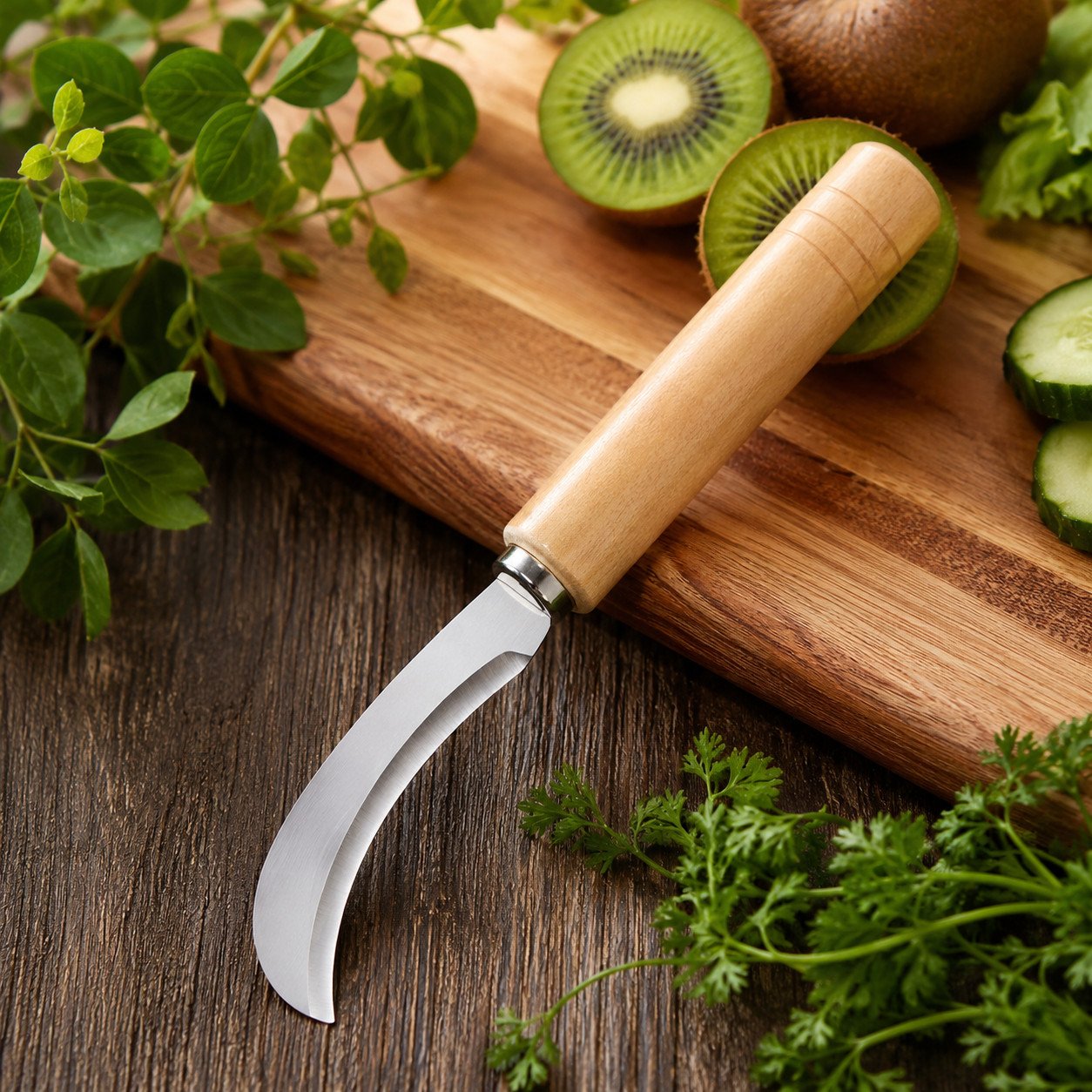 Curved Stainless Steel Weeding Tool Wooden Handle Garden Hand Weeder