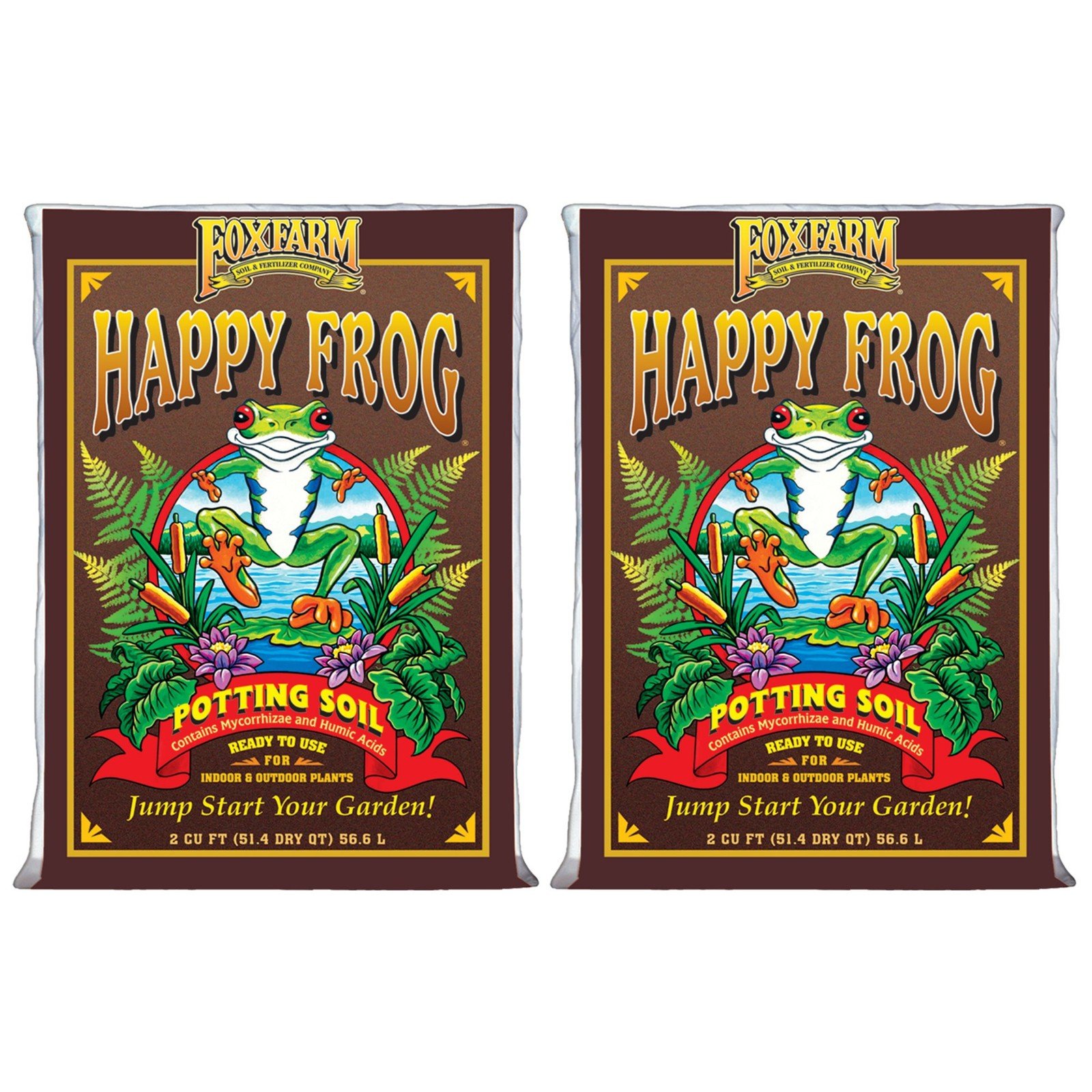 FoxFarm Happy Frog Ready to Use Potting Soil with Mycorrhizae, 2cu ft, 2 Pack