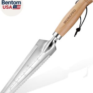 Garden Trowel with Wood Handle, Stainless Steel Narrow Hand Shovel